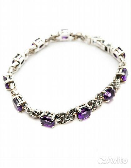 Марказит браслет из оксидированного серебра 925