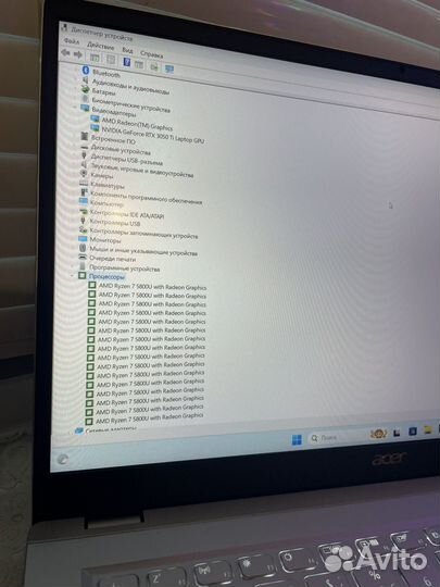Игровой ноутбук Acer RTX3050ti/R7 5800U/SSD 512gb