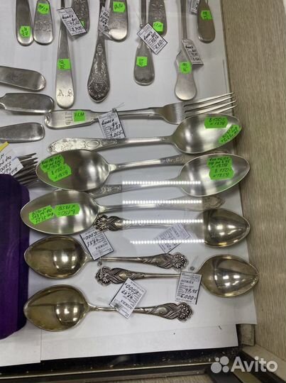 Ложки столовые, вилки серебро 84, 800,925 пробы