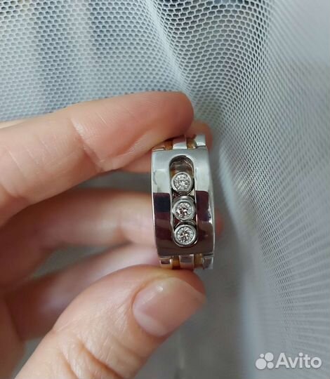Кольцо мужское с бриллиантами 750 проба