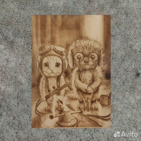 Портрет по фото на дереве