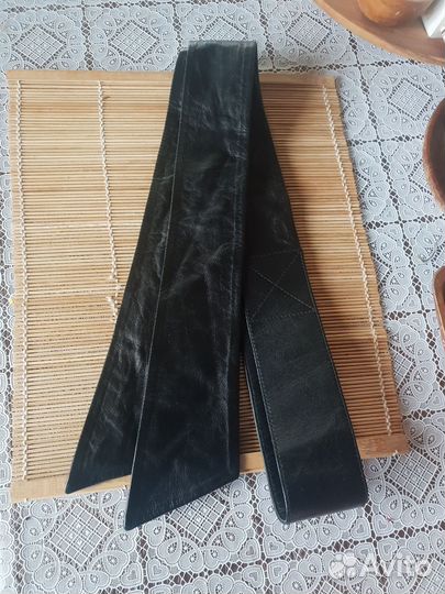 Кожанный пояс черный широкий