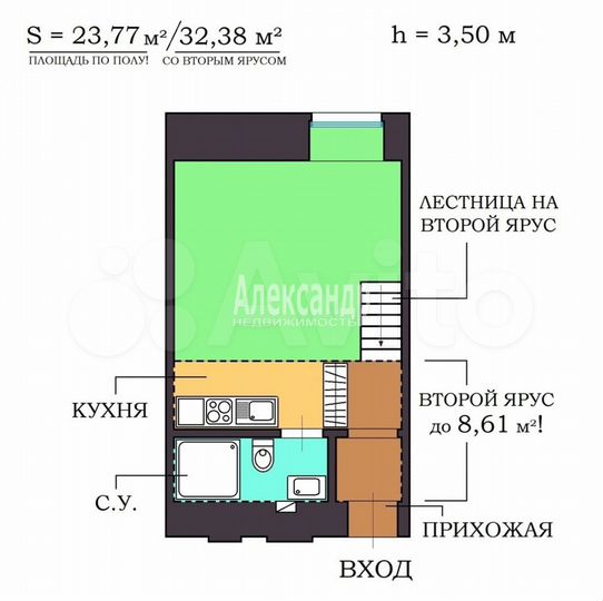 Квартира-студия, 24 м², 2/4 эт.