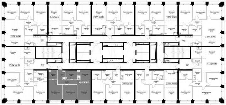 2-к. квартира, 64,6 м², 45/55 эт.