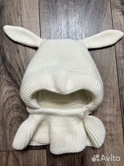 Зимняя шапка Журавлик с ушками зайчика 44-46