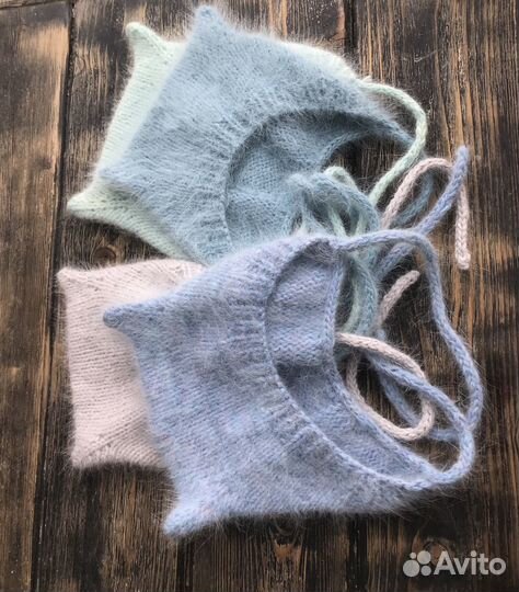 Вязаная шапочка из ангоры, вязание для детей