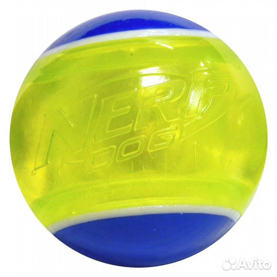 Nerf мяч светящийся прозрачный, 8 см, (синий/зеле