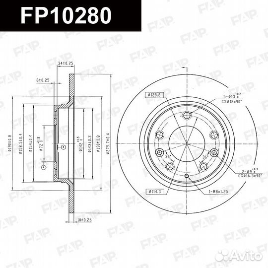 Диск тормозной FP10280 FAP Россия