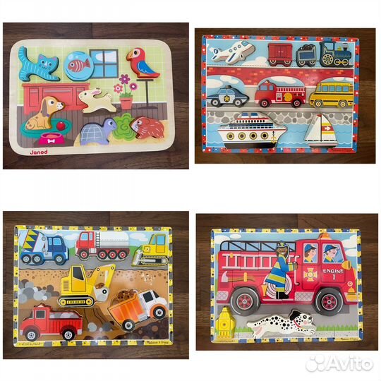 Деревянные пазлы Janod, Djeco, Melissa and Doug