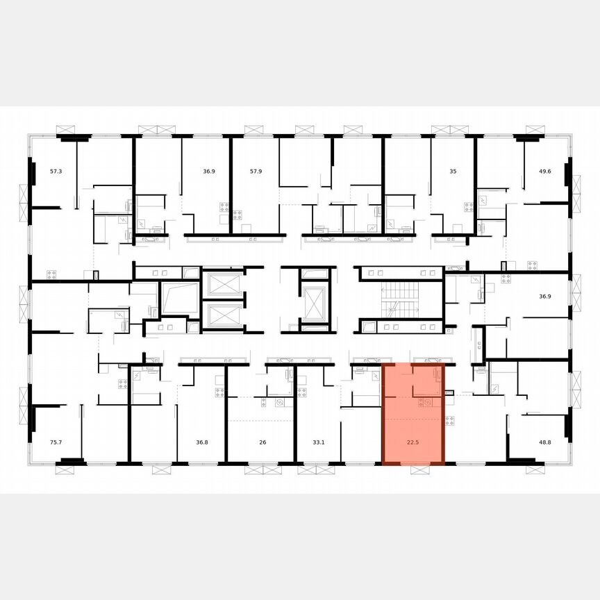 Квартира-студия, 22,5 м², 2/24 эт.