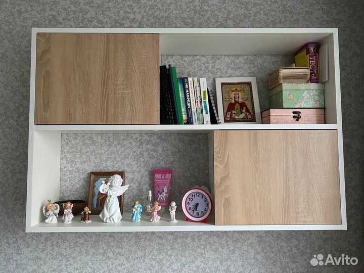 Настенная полка пд-1 Белая-Дуб сонома