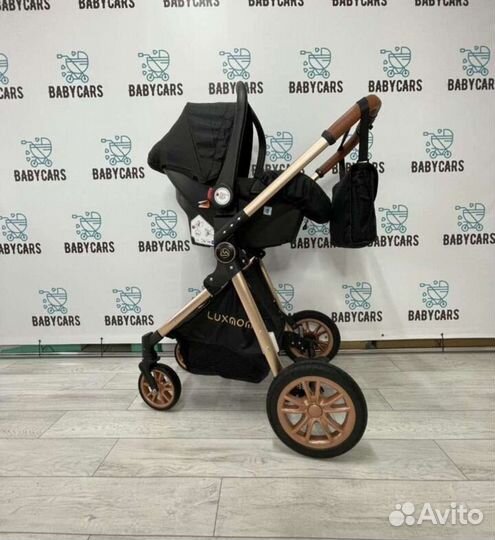 Коляска 3в1 трансформер Новая (чёрный на золоте)