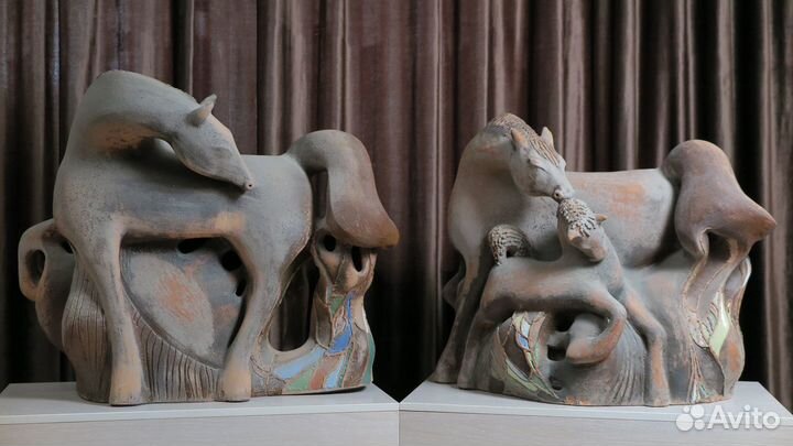 Керамика. Диптих: конь и лошадь с жеребёнком