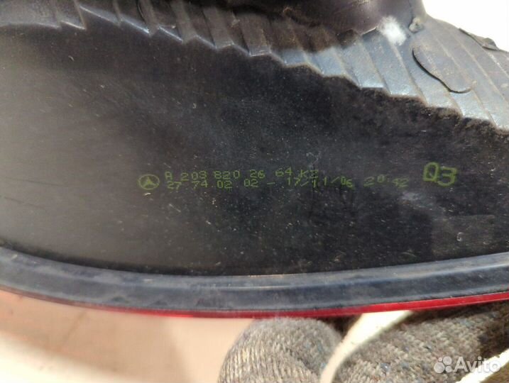 Фонарь (задний) правый Mercedes C W203, 2007