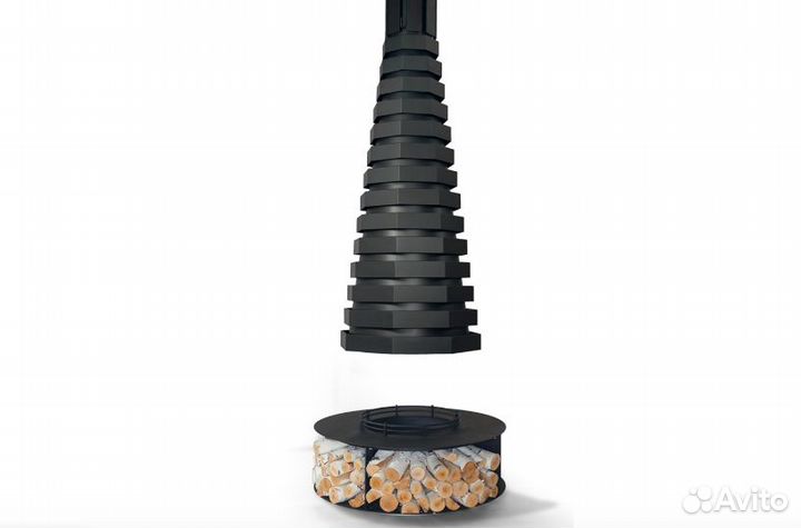Камин дровяной подвесной центральный
