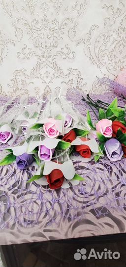 Одиночные цветы из мыла, тюльпан, роза