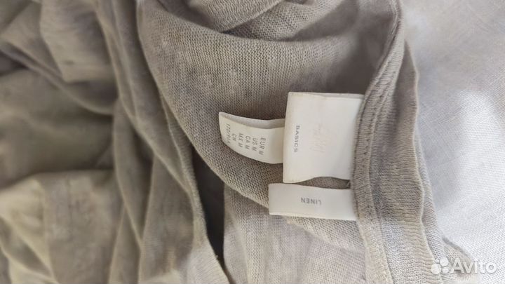 Льняная футболка hm premium 46 раз