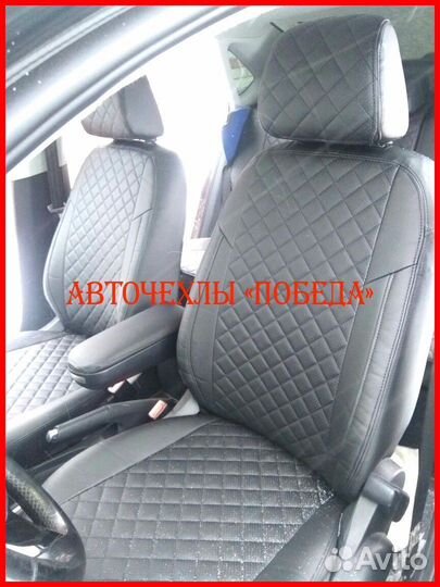 Чехлы Volkswagen Polo 5 Hb из экокожи чёрные Ромб