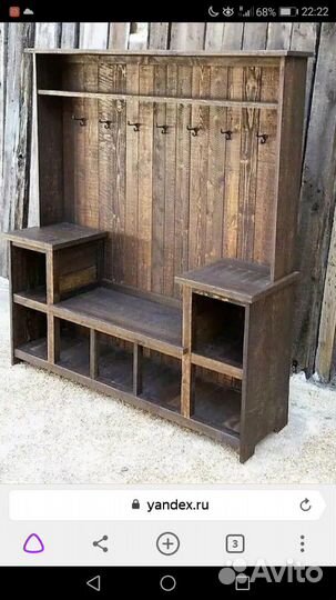 Вешалка, Обувница, полочка из массива сосны