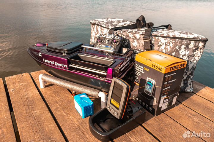 Кораблик для рыбалки:автопилот,эхолот740,25А,сумки