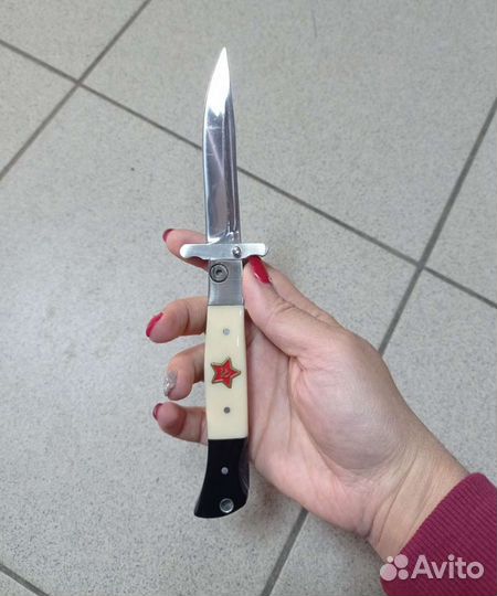 Нож Финка нквд складная со штифтом акрил белый+чер