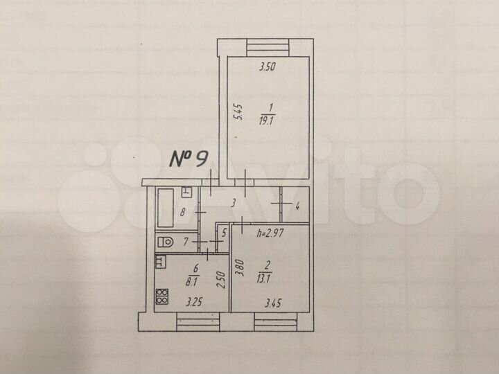 2-к. квартира, 54,4 м², 2/3 эт.
