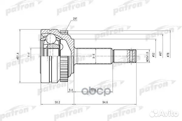 Шрус наружн к-кт 22x52x22 ABS:29T opel: Astra F