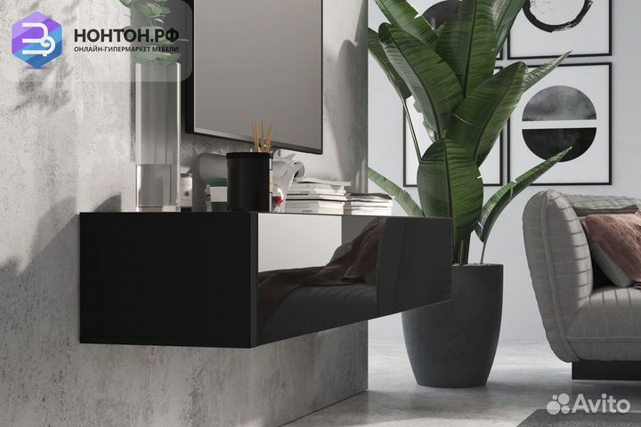 Тв-тумба somero черный / черный глянец