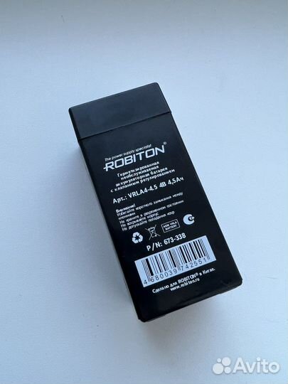 Аккумулятор 4V 4.5Ah robiton свинц.-кислот