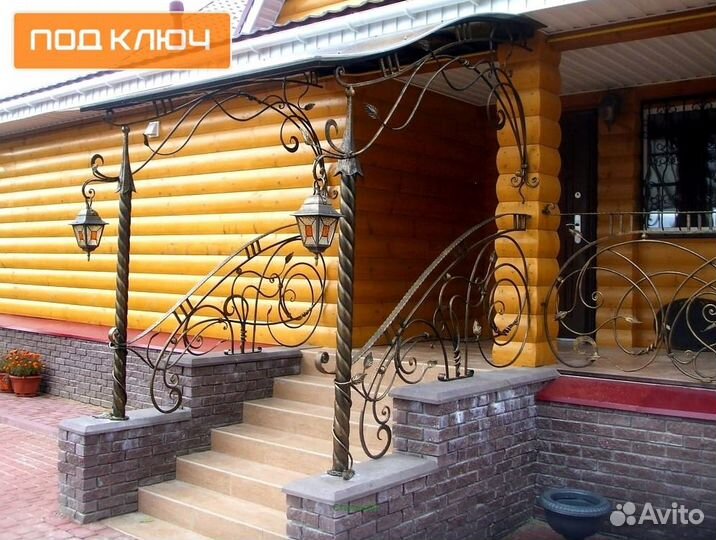 Кованые перила для крыльца под ключ