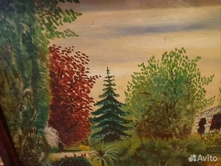 Картина старинная большая на холсте