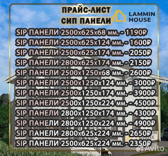 Сип SIP панели OSB. Размер 2800*625*224 мм