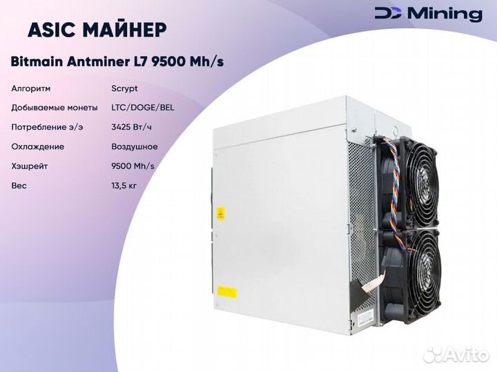 Asic майнер Bitmain Antminer L7 9500 Mh/s