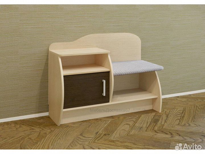 Обувница (скамья) №4 дуб молочный/венге, шинил