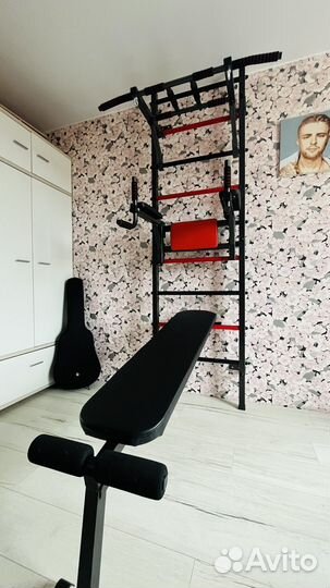 Шведская стенка с турником и брусьями