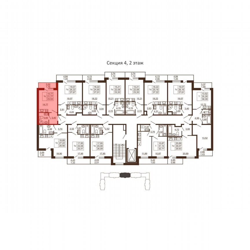 Квартира-студия, 23,5 м², 5/6 эт.