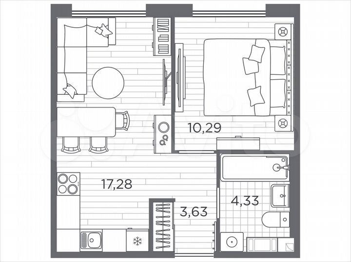 1-к. квартира, 35,5 м², 4/5 эт.