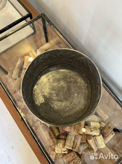 Старинное кашпо латунь, плошка медь. Италия