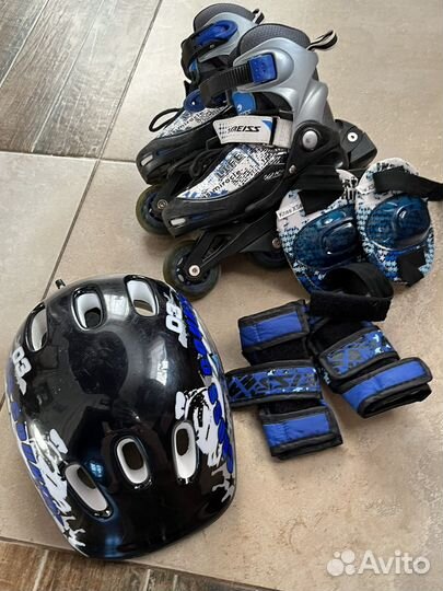 Роликовые коньки детские раздвижные с защитой