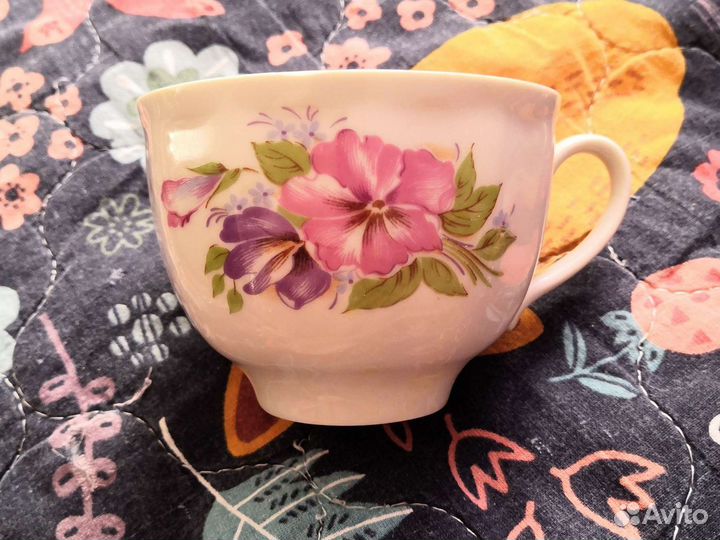 Чашка Дулево цветы посуда СССР