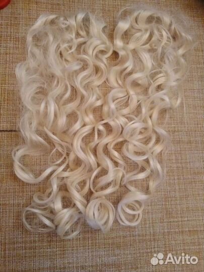 Волосы на заколках (хвост). Блонд. 55/70 см