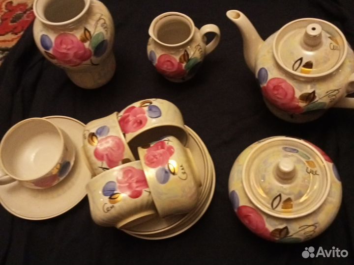 Чайный сервиз СССР дулево роспись с перламутром