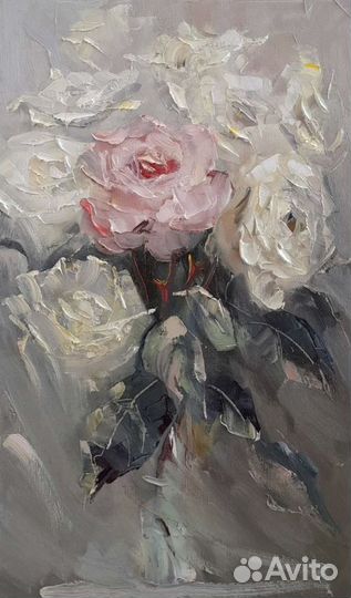 Картина маслом интерьерная Розы, Цветы