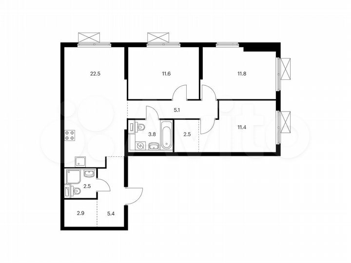 3-к. квартира, 79,5 м², 24/25 эт.