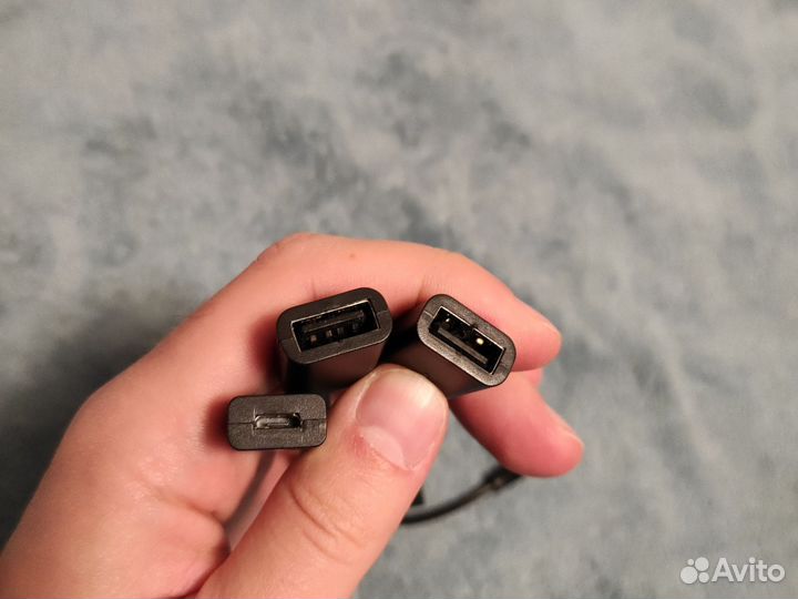 Кабель otg type-c + 2 usb + micro usb