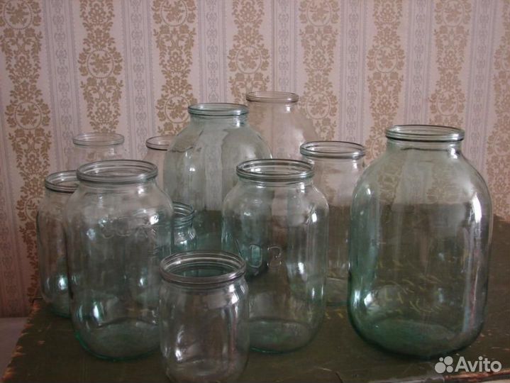 Бутыля стеклянные банки 3л, 1л и с крышками 0,5 л