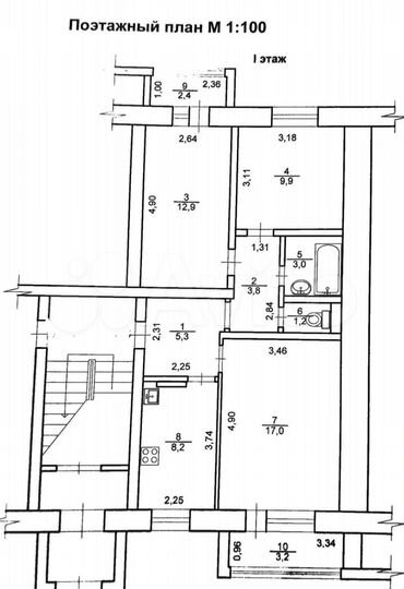 3-к. квартира, 61,3 м², 1/5 эт.