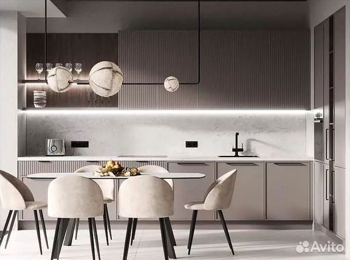 Угловая кухня с подсветкой