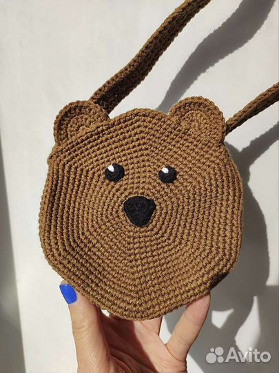 Сумка через плечо детская вязаная лягушка мишка
