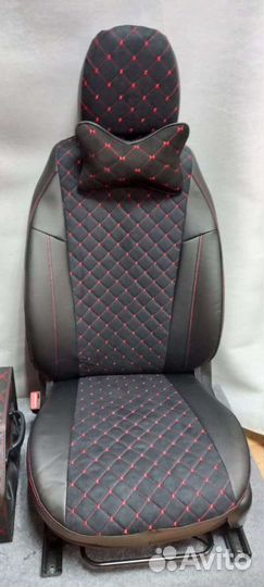 Чехлы LADA granta чёрная алькантара с красным